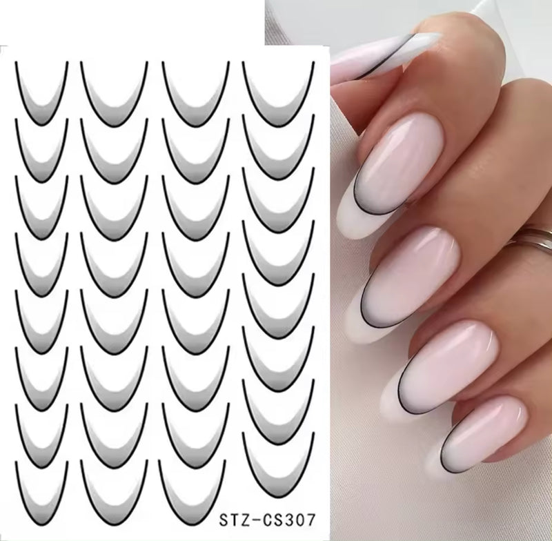 Gradient French Line Manicure Nail Art Stickers