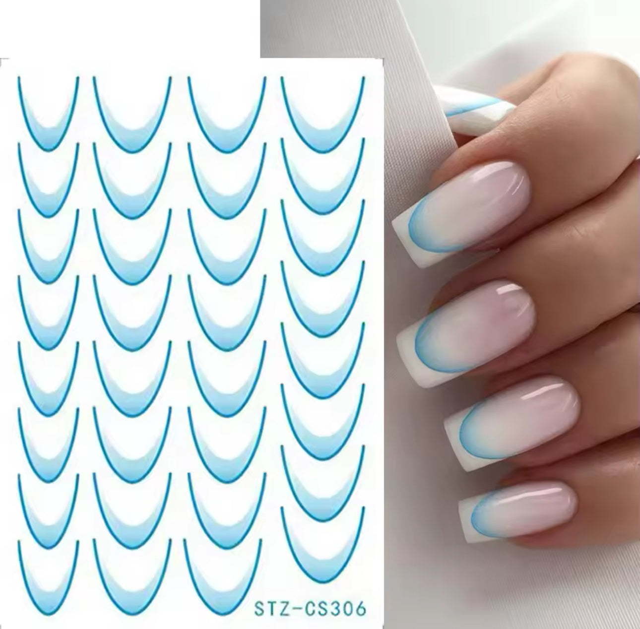 Gradient French Line Manicure Nail Art Stickers