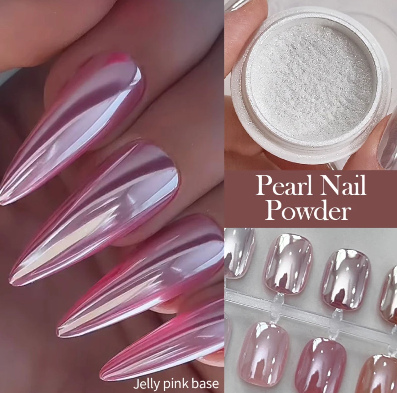 Nail Powder White Clear Glazed nails