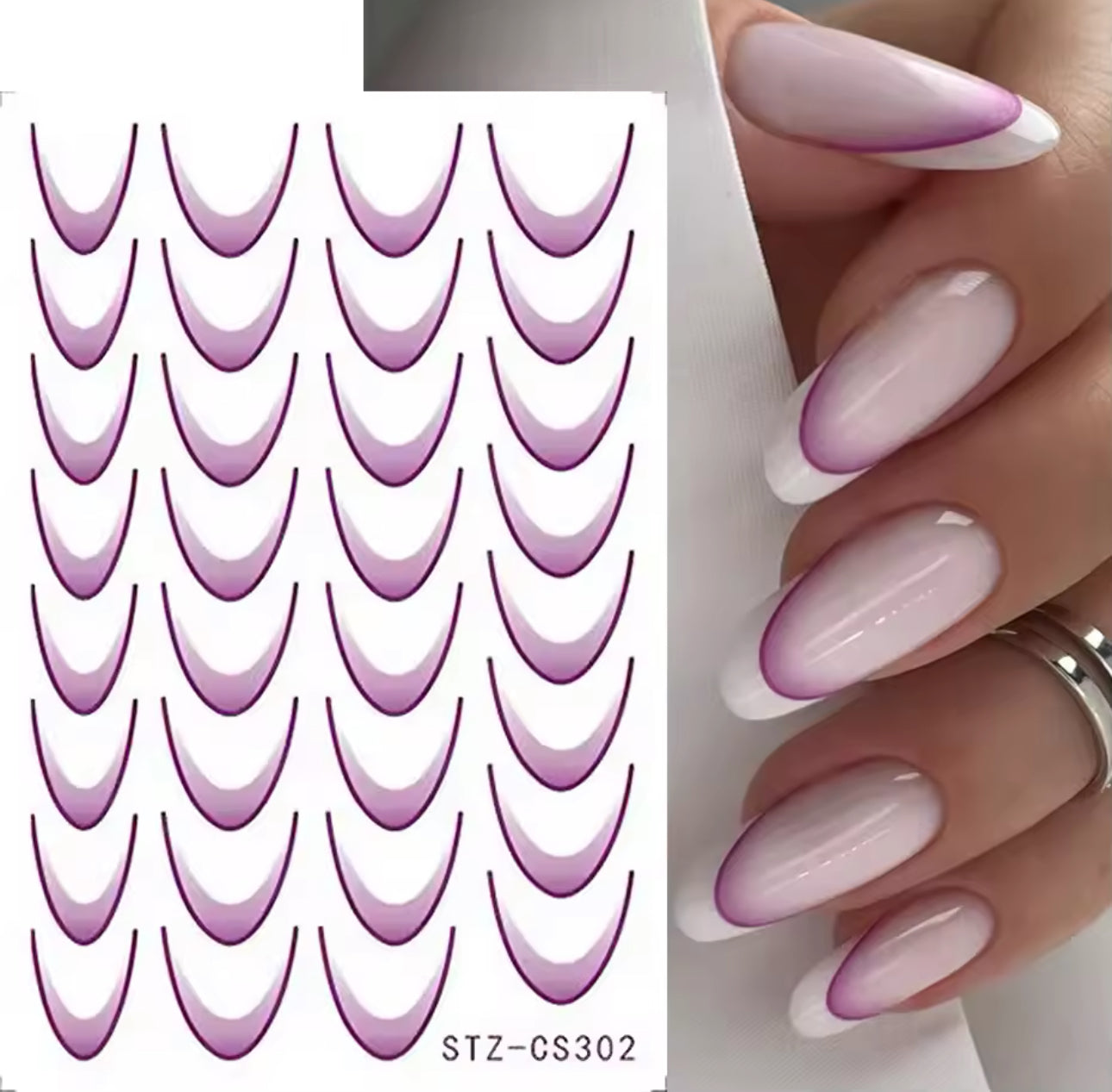 Gradient French Line Manicure Nail Art Stickers