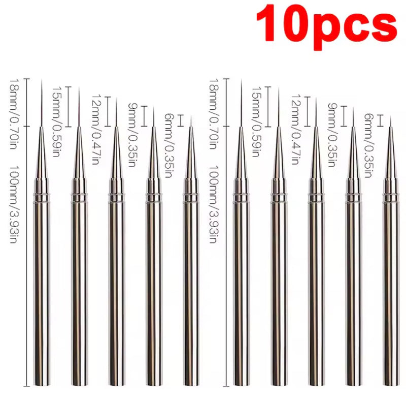 Liner Brush Set 10pcs, 6mm, 9mm, 12mm, 15mm & 18mm
