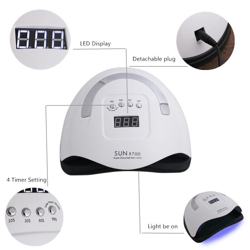 SUN X7 Nail Dryer LED Lamp UV Light Polish Gel Curing Machine Electric Manicure 220W