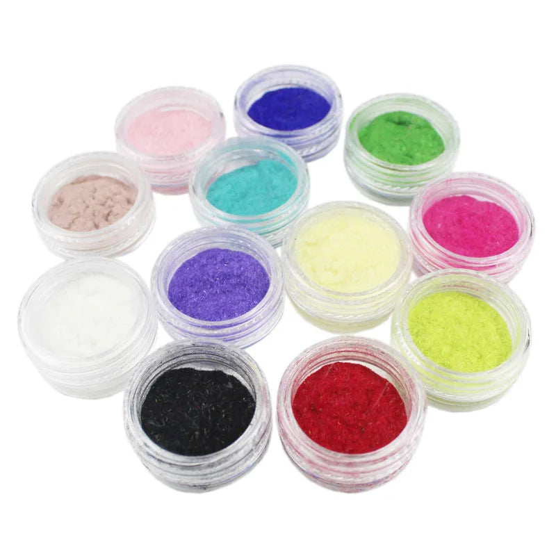 12 Color/Set Velvet Nail Glitter Polish Nail Art Powder Pigment Flocking Velvet Pigment For Nails DIY Decoration Tips HY-023