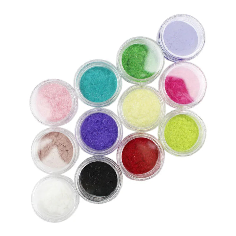 12 Color/Set Velvet Nail Glitter Polish Nail Art Powder Pigment Flocking Velvet Pigment For Nails DIY Decoration Tips HY-023