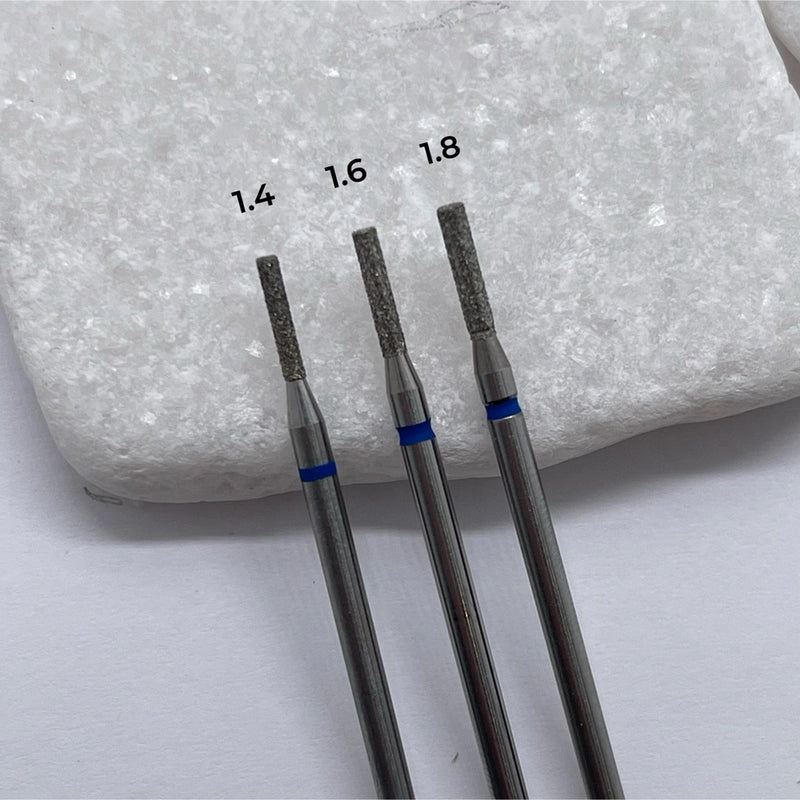KMIZ-1.8mm Diamond Nail Drill Bit – Blue Medium Grit Beveled Cylinder E-File Bit for Manicure