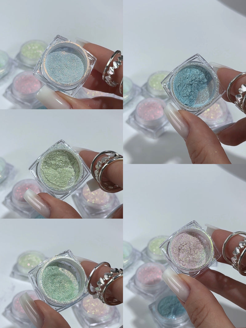Elite Embrace Pearl Powder Set – Chrome Nail Powder Kit 5 Colors Set , Aurora Effect Pigment