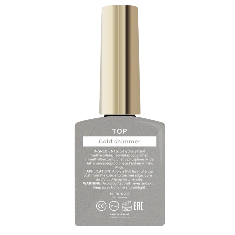 HEYLOVE GOLD SHIMMER TOP 15 ML HL-TS15-206