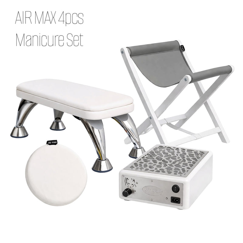 Air Max Manicure Set – 4 PCS Professional Nail Setup (Dust Collector, Arm Rest, Bag Stand & Cushion)
