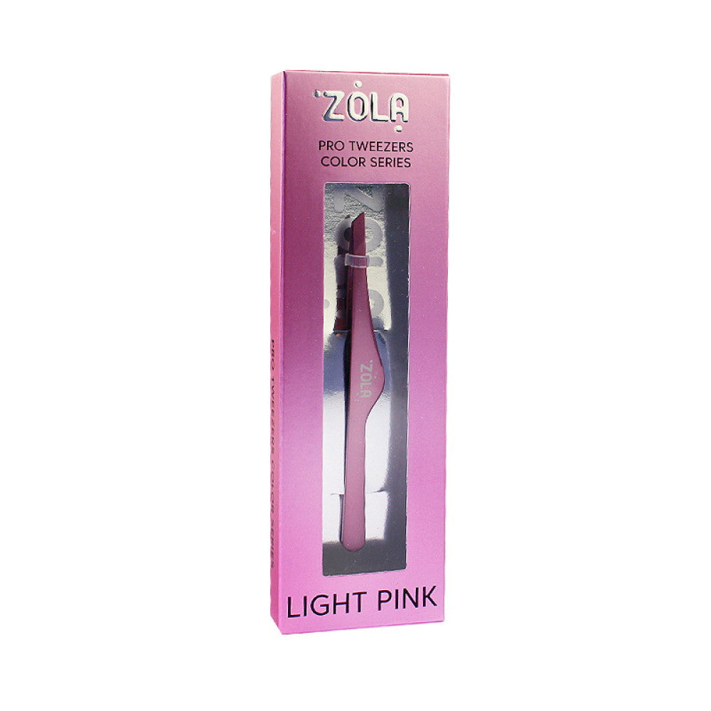 ZOLA PROFESSIONAL EYEBROW TWEEZERS LIGHT PINK