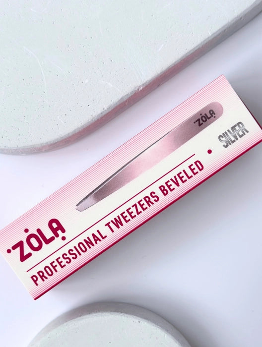 ZOLA PROFESSIONAL EYEBROW TWEEZER Silver(BEVELED)