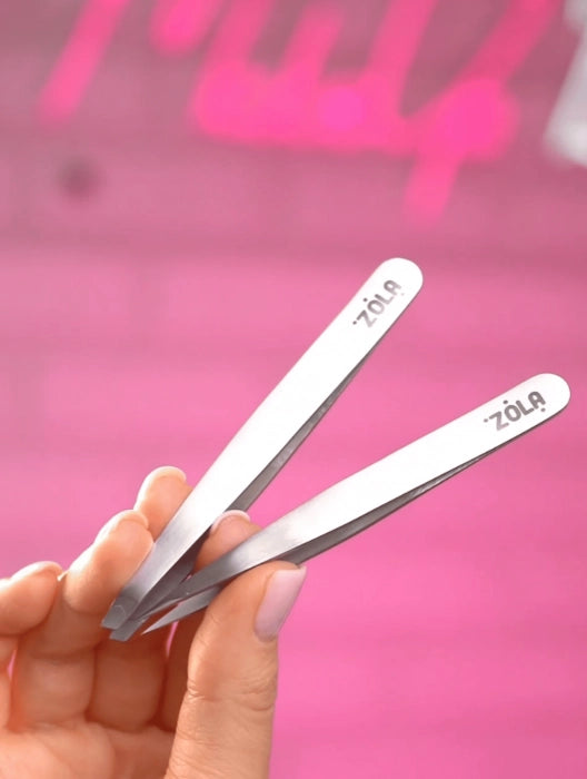 ZOLA PROFESSIONAL EYEBROW TWEEZER Silver(BEVELED)