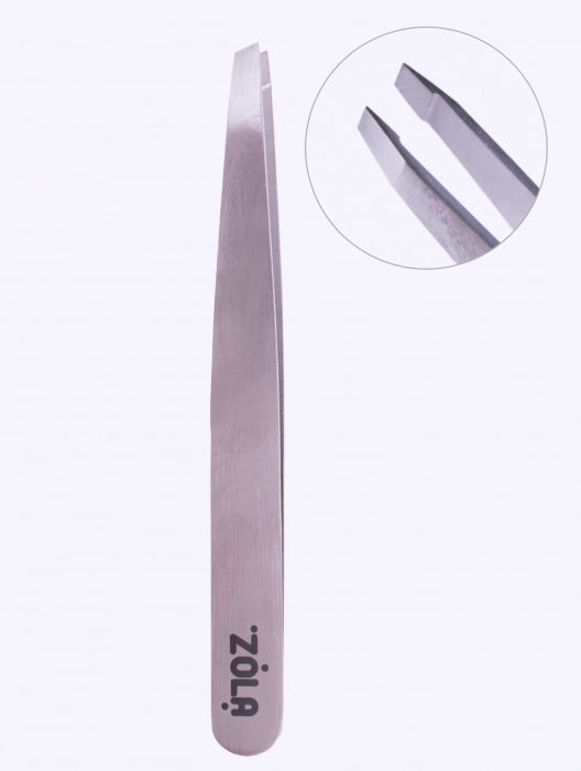 ZOLA PROFESSIONAL EYEBROW TWEEZER Silver(BEVELED)