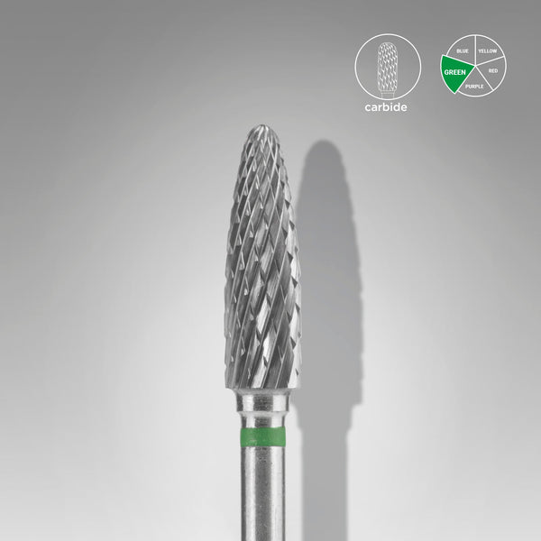 STALEKS Carbide Nail Drill Bit Corn Green EXPERT Head Diameter 4 mm / Working Part 14 mm FT90G040/14
