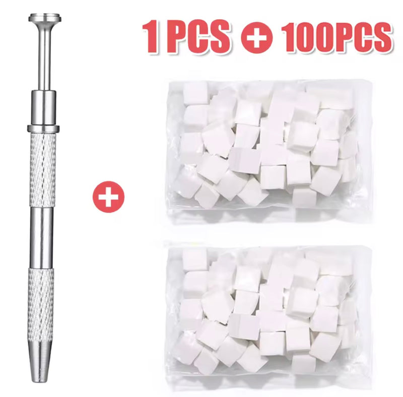 Nail Art Ombre Sponge Set with Metal Holder – 100 Replacement Sponges