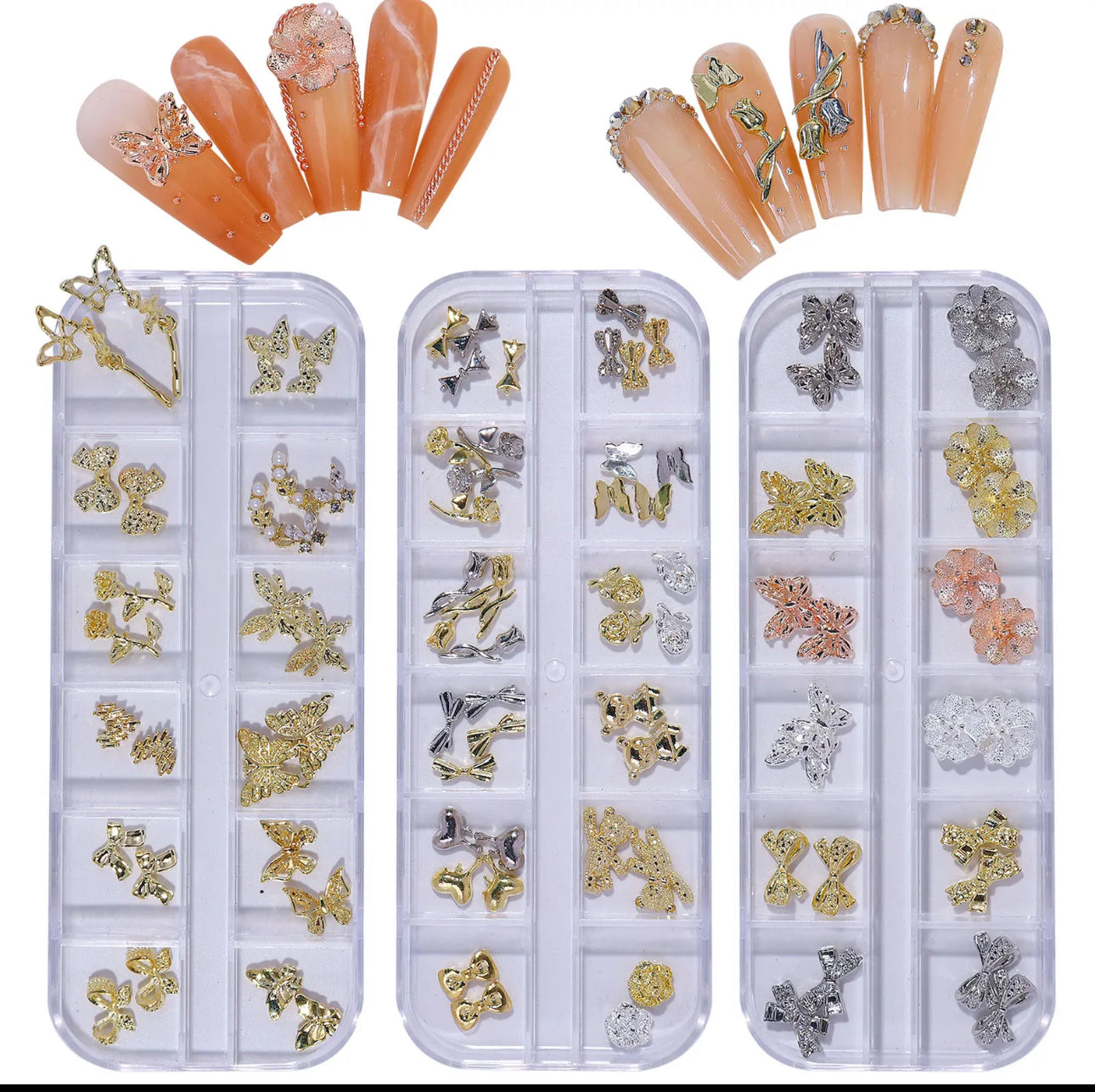 Нові ювелірні вироби для цвяхів із кристалічною коробкою для метеликів зі стразами та перлами