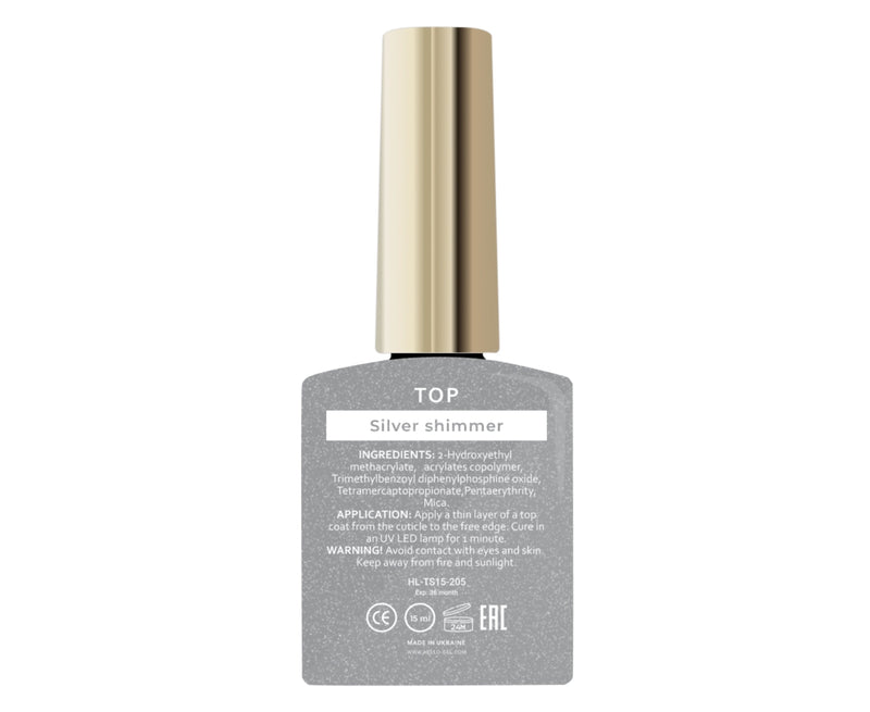 HEYLOVE Silver Shimmer Top coat 15 ml HL-TS15-205
