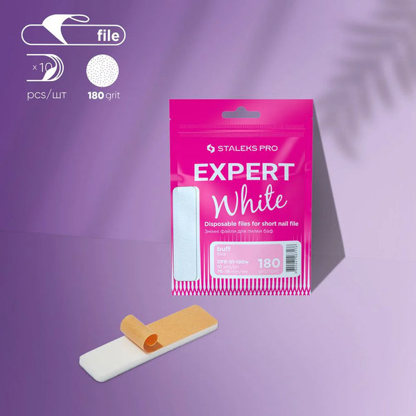 STALEKS PRO EXPERT 51 БІЛА ОДНОРАЗОВА НАПИЛКА ДЛЯ КОРОТКОГО НАПИЛКА ПОЛІРУВАЛЬНА НАПИЛКА 180 ГРИТ 10шт DFE-51-180W