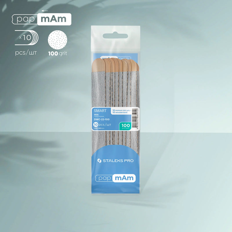 STALEKS PRO SMART DISPOSABLE THIN FILES PAPMAM ON A WOODEN BASE 10 PCS DWC-22-100
