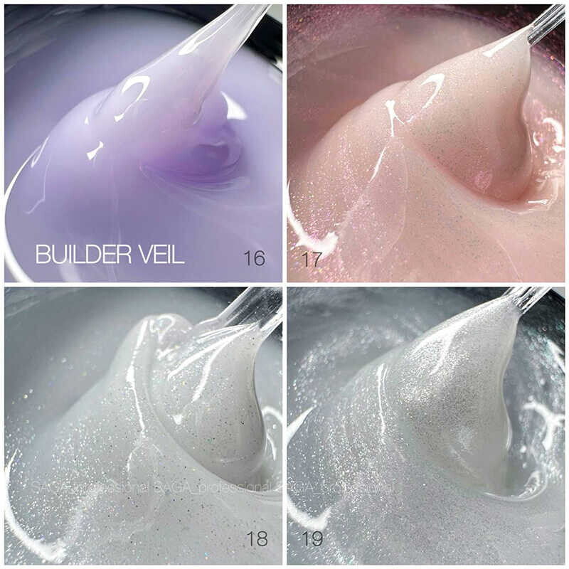 SAGA professional Builder Gel Veil 15ml 18 MILKY PEARL WITH MOTHER OF PEARL AND SHIMMER  BGV18-15