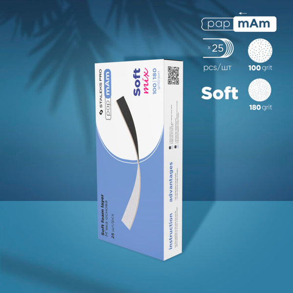 Disposable double-sided files papmAm Mix EXPERT (soft foam layer) 100/180 grit (25 pcs) DFCEMix-20-100/180