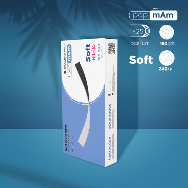 Disposable double-sided files papmAm Mix EXPERT (soft foam layer) 180/240 grit (25 pcs) DFCEMix-20-180/240