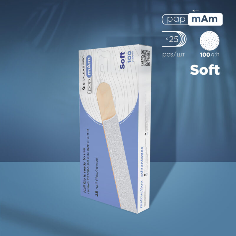 STALEKS Disposable white papmAm files (soft foam layer) on a wooden base EXPERT 20 100 grit (25 pcs) DWCE-20-100/25w
