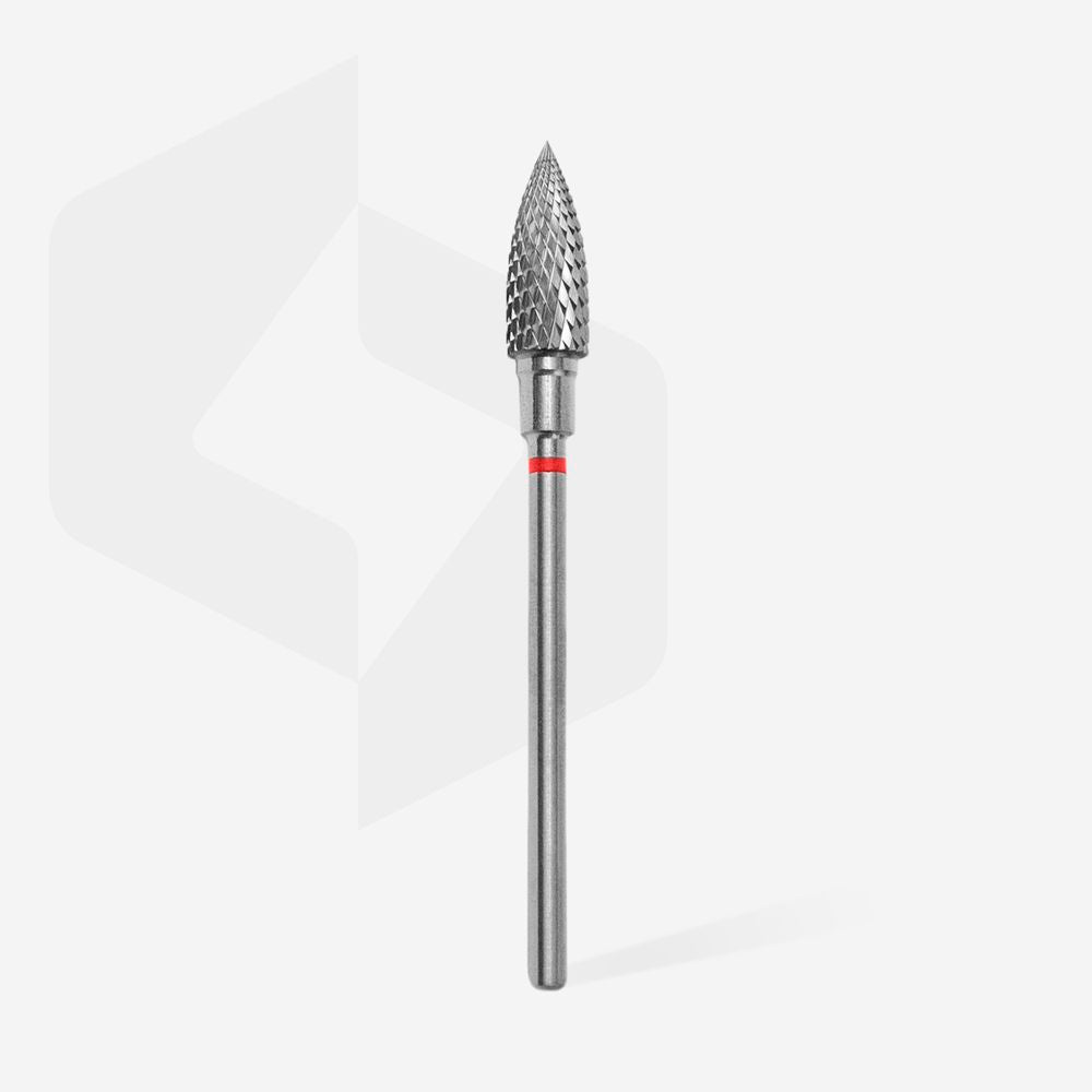 STALEKS Carbide nail drill bit, “flame” , red, head diameter 5 mm / working part 13.5 mm FT10R050/13.5 red