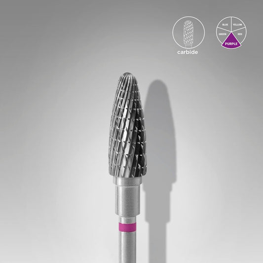 STALEKS Carbide nail drill bit, “corn”, purple, head diameter 5 mm / working part 13 mm  FT90V050/13 purple