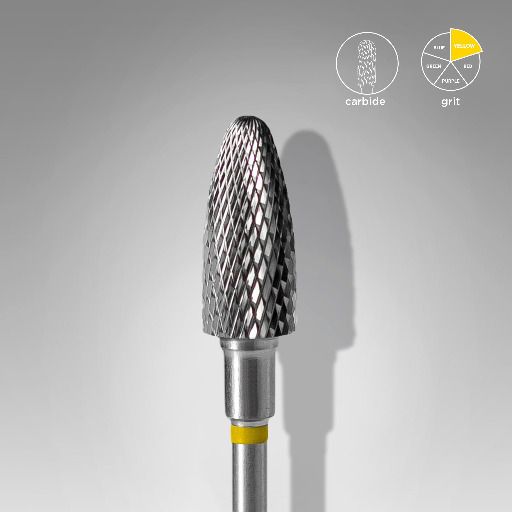 STALEKS Сверло для ногтей твердосплавное, «кукуруза» желтое, диаметр головки 6 мм / рабочая часть 14 мм FT90Y060/14