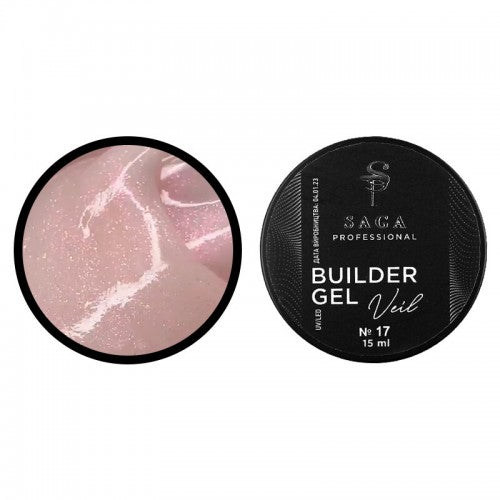 SAGA professional Builder Gel Veil 15ml 17 PINK PEARL WITH MOTHER OF PEARL AND SHIMMER  BGV17-15