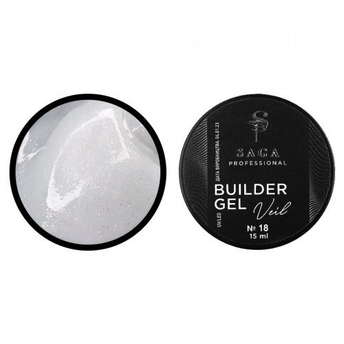 SAGA professional Builder Gel Veil 15ml 18 MILKY PEARL WITH MOTHER OF PEARL AND SHIMMER  BGV18-15