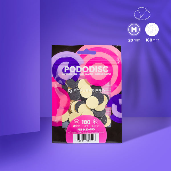Одноразовые пилочки на мягкой основе для педикюрного диска Pododisc Staleks Pro M, зернистость 180 (50 шт) PDFS-20-180w