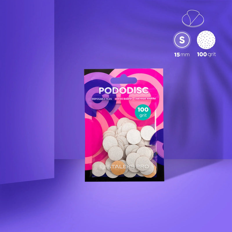 White refill pads for pedicure disc PODODISC STALEKS PRO S (50 pc) Thin/тонкие PDF-15-100w