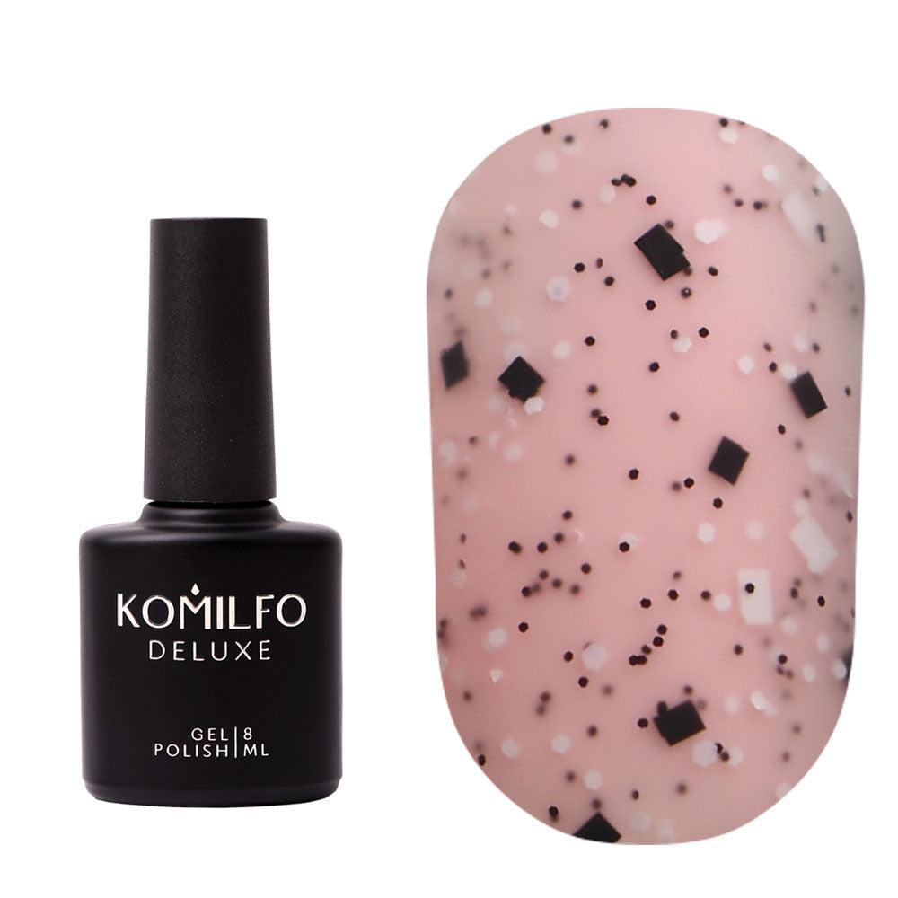 KOMILFO NO WIPE MATTE TOP STONE – MATTE TOP WITHOUT A SL WITH BLACK AND WHITE ELEMENTS, 8 ML 191111