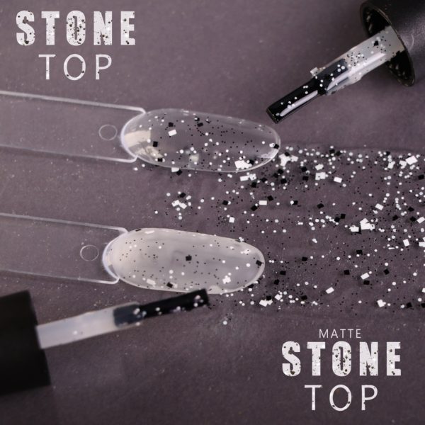 KOMILFO NO WIPE TOP STONE – ТОП БЕЗ SL С ЧЕРНО-БЕЛЫМИ ЭЛЕМЕНТАМИ, 8 МЛ 190111