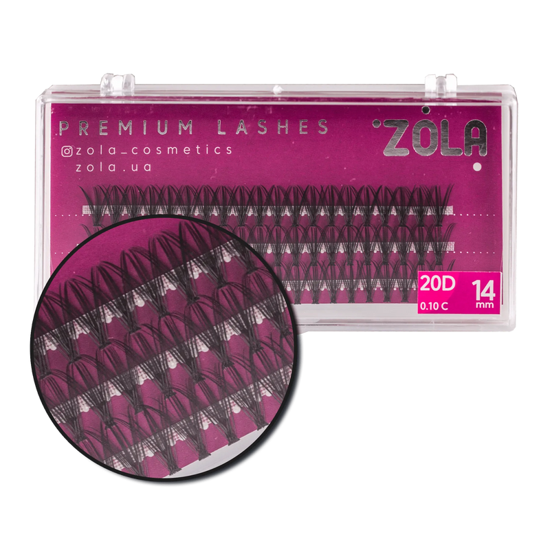 Ресницы Zola Bunches 20D, 14 мм 05343