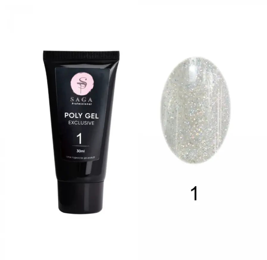 Poly-gel Saga Exclusive No. 1, 30 ml (transparent with shimmer)