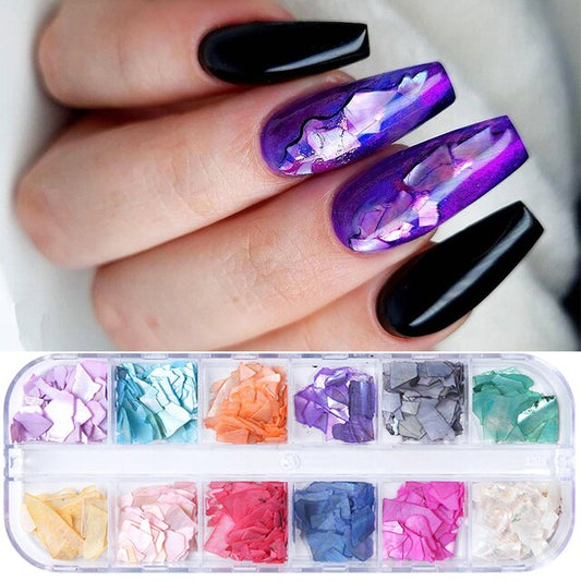 Abalone Shell For Nails Mother Of Pearl Nail Art Mica Slice Mermaid Glitter Flakes Summer Decoration Manicure Paillettes GLBH