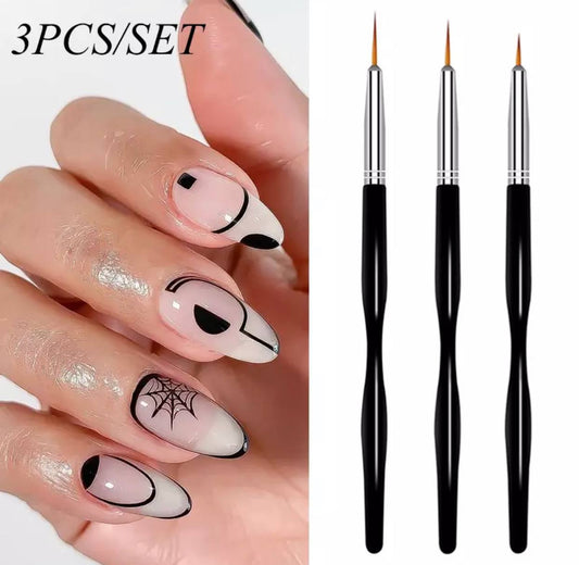 3Pcs French Stripe Nail Liner Brush Set