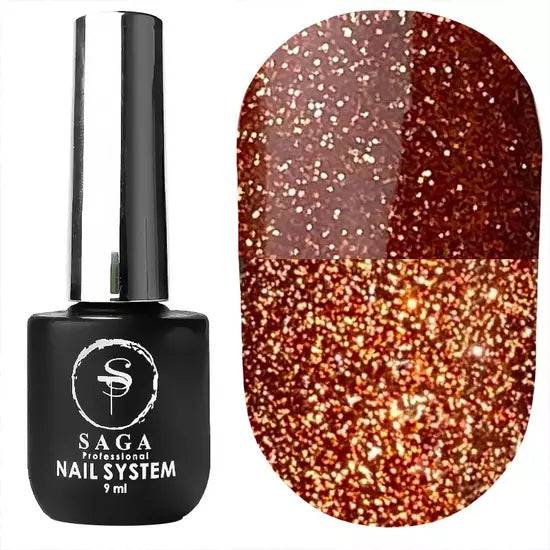 SAGA professional Gel Polish Fiery gel 22 (помаранчевий з мікроблиском, світловідбиваючий), 9 мл
