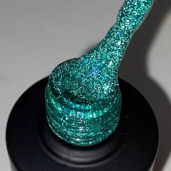 SAGA professional Gel Polish Fiery gel 36 ( turquoise with microshine and sparkles, reflective), 9 ml