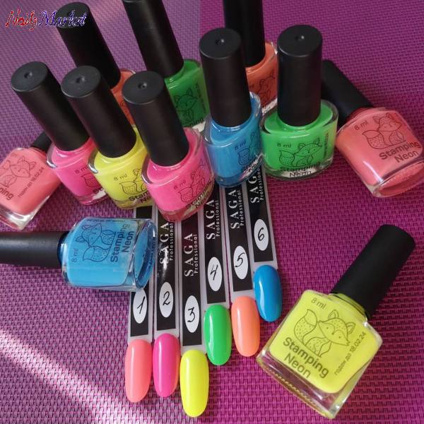 SAGA professional stamping varnish NEON 2 (neon pink), 8 ml