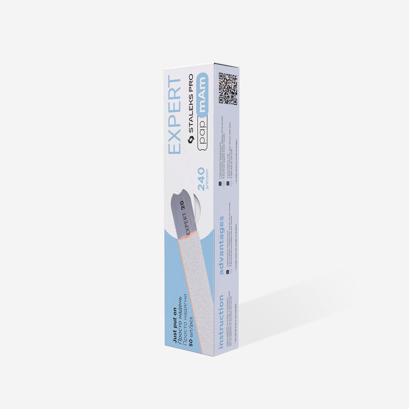 White disposable papmAm files for straight nail file Staleks Pro Expert 22, 240 grit (50 pcs)  DFCE-22-240w